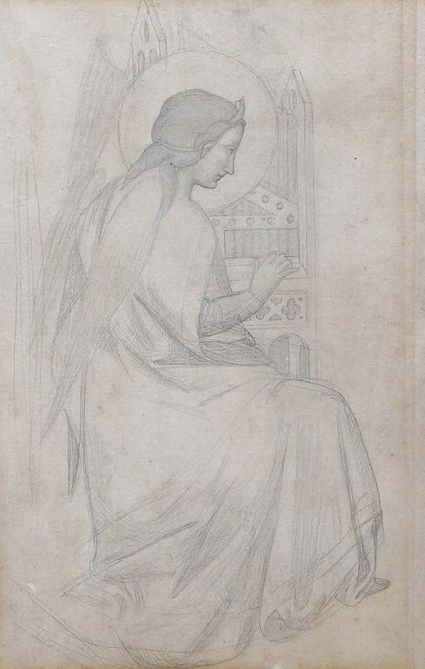 Alfred George Stevens (1817-1875), Pencil, study of an angel, unsigned, 26x17cm. Condition - fair